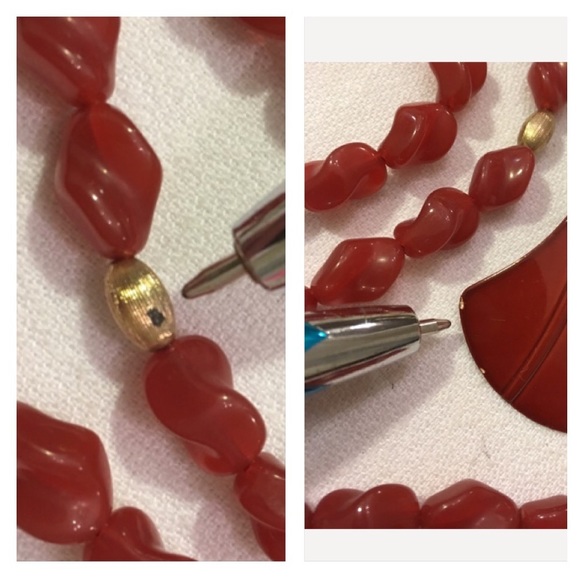 Vintage Brown Acrylic Bead Necklace & Earrings - Picture 10 of 16